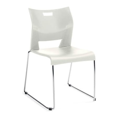 Gec Global Armless Molded Stacking Chair with Sled Base - Plastic - Ivory Clouds - Duet Series 6621CH-IVC